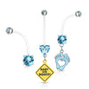 Bauchnabelpiercing Set Zirkonia, 3 Stück