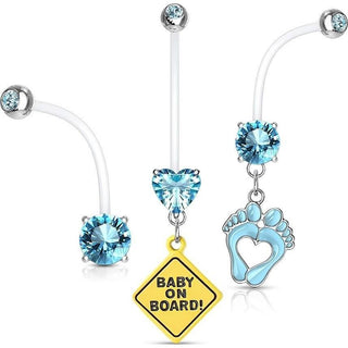 Belly Button Piercing Set Zirconia, 3  pieces