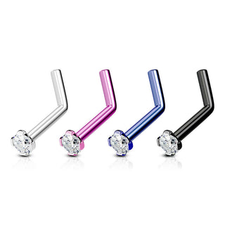 Nasenstecker L-Form Zirkonia Titan PVD, 4 Stück