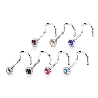 Nose Screw Zirconia Round Silver, 7  pieces