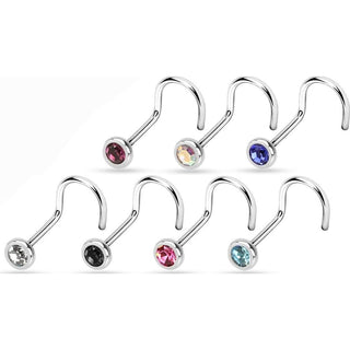Nose Screw Zirconia Round Silver, 7  pieces