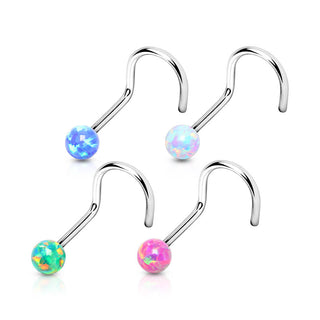 Nasenstecker Kugel Opal Silber, 4 Stück