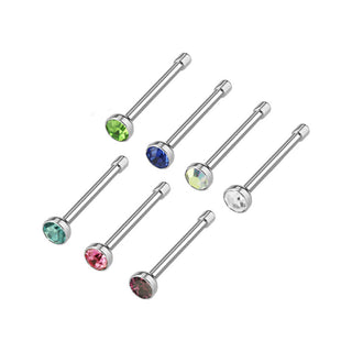 Nasenstecker Zirkonia Rund Silber, 7 Stück
