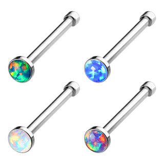Nasenstecker Opal Rund Silber, 4 Stück