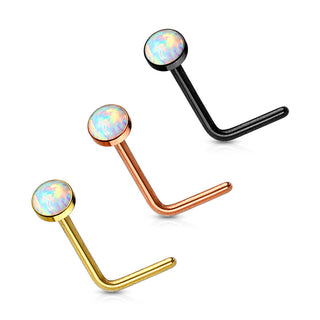Nasenstecker L-Form Opal Rund PVD, 3 Stück