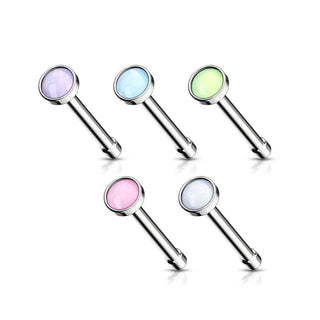 Nasenstecker Opal Rund, 5 Stück