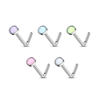 Nasenstecker L-Form Glänzender Synthetik Stein Silber, 5 Stück