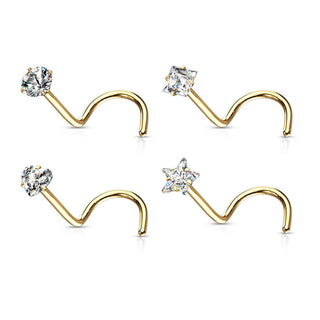 Nose Screw Set Zirconia Silver, 4  pieces