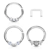 Septum Piercing Set Retainer Ring Zirconia Gold Bendable, 3  pieces