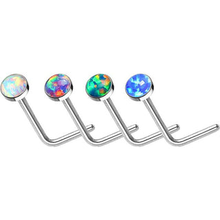 Nasenstecker L-Form Opal Silber, 4 Stück