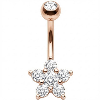 Piercing Nombril Fleur en Cristal Cinq Pétales