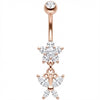 Belly Button Piercing Crystal Flower Dangle Butterfly