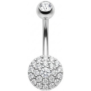 Belly Button Piercing Round Pave Crystal Disc
