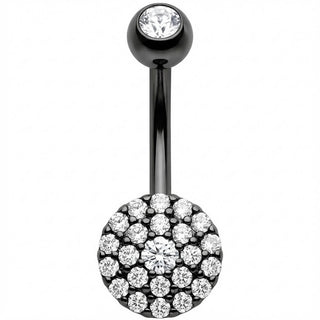 Belly Button Piercing Round Pave Crystal Disc
