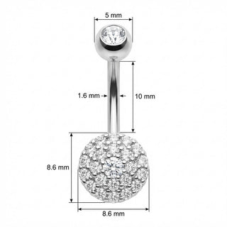 Belly Button Piercing Round Pave Crystal Disc