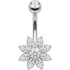 Piercing Nombril Fleur Cristaux Taille Marquise