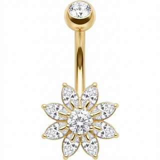 Piercing Nombril Fleur Cristaux Taille Marquise