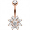 Piercing Nombril Fleur Cristaux Taille Marquise