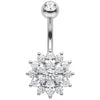 Belly Button Piercing Marquise Crystal Flower Bloom Curve
