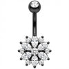 Belly Button Piercing Marquise Crystal Flower Bloom Curve