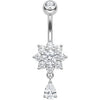 Belly Button Piercing Crystal Flower Teardrop Dangle