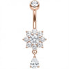 Belly Button Piercing Crystal Flower Teardrop Dangle