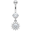 Belly Button Piercing Crystal Flower Dangle Pendant