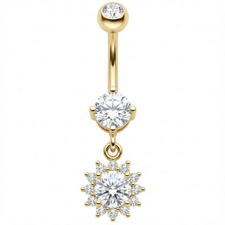 Belly Button Piercing Crystal Flower Dangle Pendant