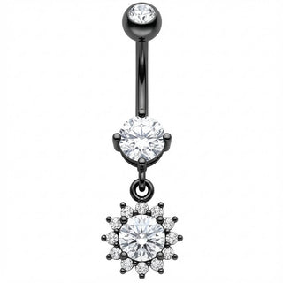 Belly Button Piercing Crystal Flower Dangle Pendant