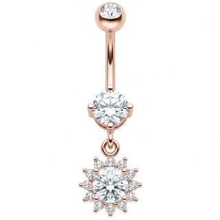 Belly Button Piercing Crystal Flower Dangle Pendant