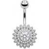 Belly Button Piercing Crystal Paved Sunflower