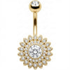 Belly Button Piercing Crystal Paved Sunflower