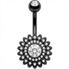 Belly Button Piercing Crystal Paved Sunflower
