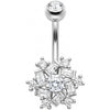 Belly Button Piercing Crystal Snowflake Baguette Cluster