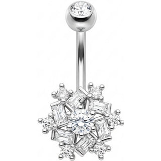 Belly Button Piercing Crystal Snowflake Baguette Cluster