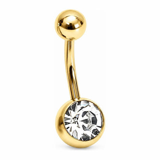 Titanium Belly Button Piercing Large Clear Zirconia