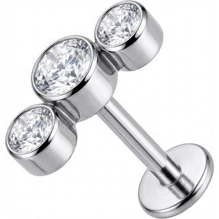 Titanium Labret Bezel Set Crystal Trinity Arc