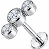 Titanium Labret Triple Bezel Crystal Arc Internally Threaded