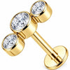 Titanium Labret Triple Bezel Crystal Arc Internally Threaded