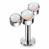 Titanium Labret Triple Opal Curve Internally Threaded