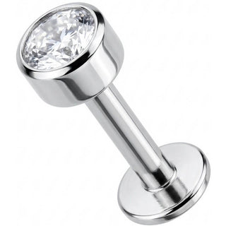 Titane Labret Cristal Clair Serti Clos Filetage Interne