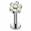 Titanium Labret Opal Flower Cluster Internally Threaded