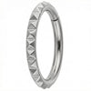 Titanium Ring Textured Geometric Pyramids Clicker