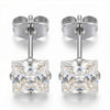 Titanium Earring Square Prong Set Gemstone