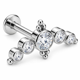 Titanium Labret Bezel Set Crystal Tiara Arc Internally Threaded