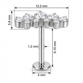 Titanio Curva de Cristales Escalonados Rosca interna Labret
