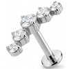 Titanium Labret Five Stone Curved Crystal Arc