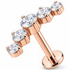 Titanium Labret Five Stone Curved Crystal Arc Internally Threaded