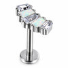 Titanium Labret Baguette Zircon Curved Row Internally Threaded