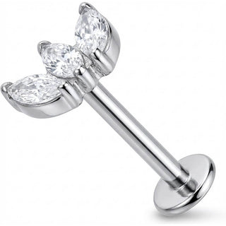 Titanium Labret Triple Marquise Crystal Fan Cluster